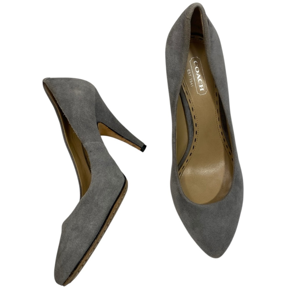 Coach Gray Suede Women's Pumps - Picture 2 of 8